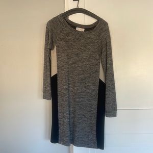Velvet xs sweater dress black grey and cream. Great with tall boots or booties.